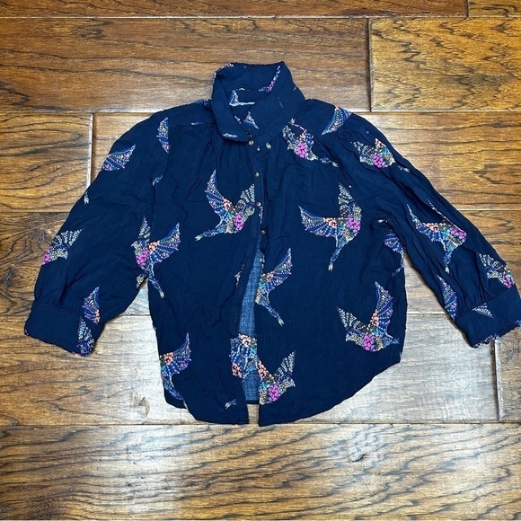 Anthropologie Maeve Aldin bird button down shirt - Picture 4 of 9